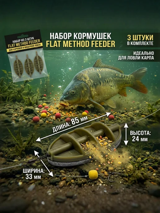 BAT Набор флэт фидерных кормушек 3 шт метод 50 грамм, 3 шт, фото 3
