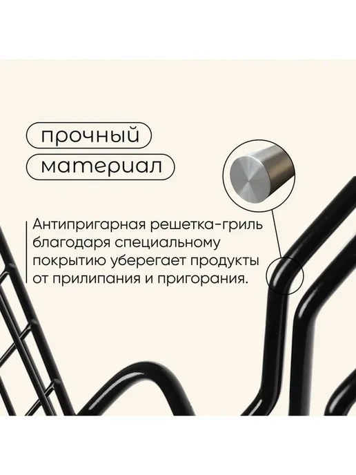 Нет бренда Решётка - гриль универсальная maclay, 28 x 31 см, хромирован, 28x31 см, фото 4